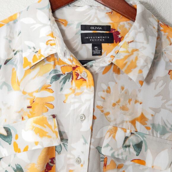 Olivia Investments Women’s Blouse Floral Semi Sheer Lightweight PL Petite Large - Picture 3 of 10